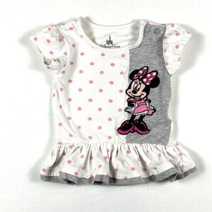 Disney Parks Baby Girls Minnie Mouse Polka Dot Ruffle Dress 0-3 Months